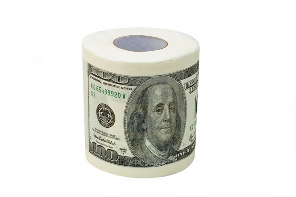 Dollarschein Toilettenpapier 
