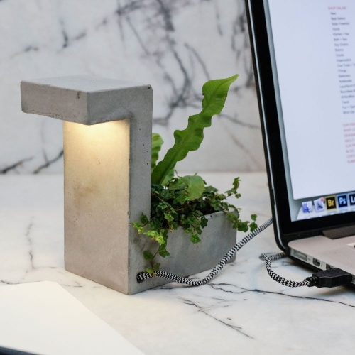 Concrete Desk Lamp With Planter